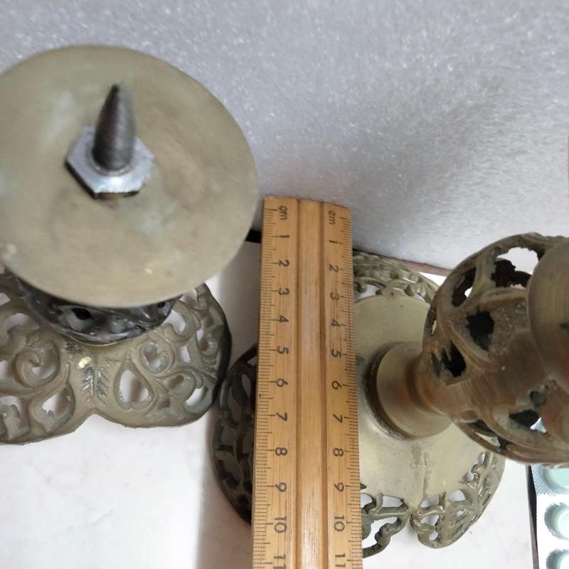 2 ELWECO Ornate  style Intricate Scroll Embossed filigree design BRASS CANDLE Sticks