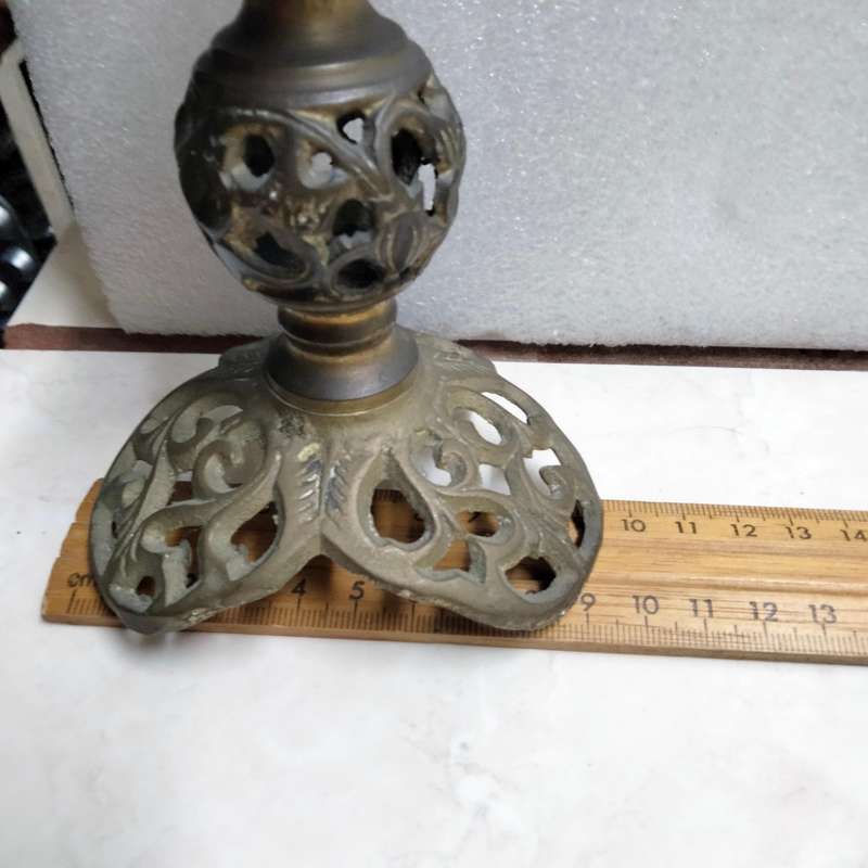 2 ELWECO Ornate  style Intricate Scroll Embossed filigree design BRASS CANDLE Sticks