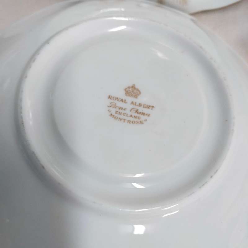 ROYAL ALBERT 1 duo demitasse+Normal-2 saucers+1 cake plate+1 saucer Look at my Buy Now - No Waiting
