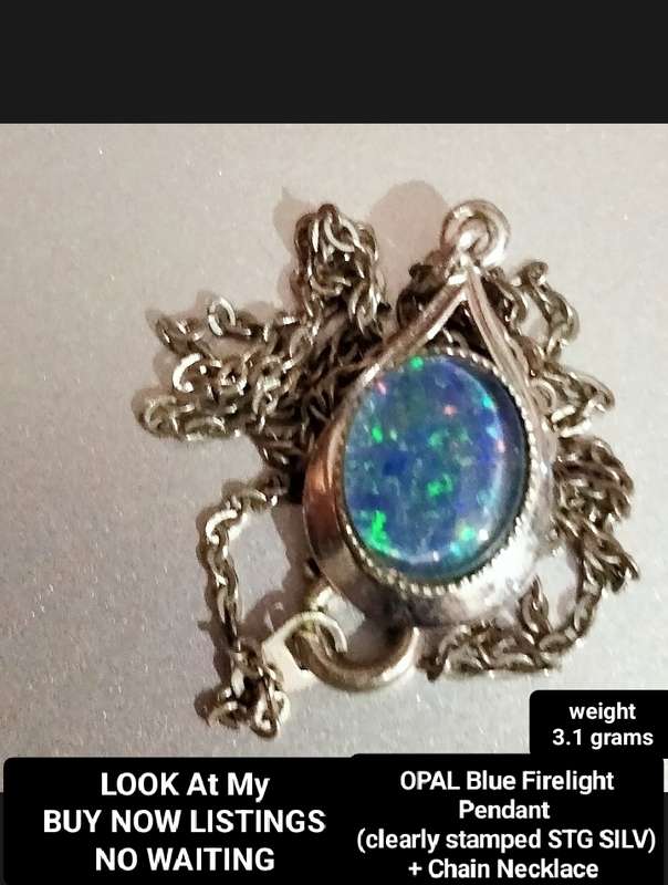 Sterling Silver Opal blue firelight tear drop Pendant Necklace+A ChainLOOK at my Buy Now  NO WAITING