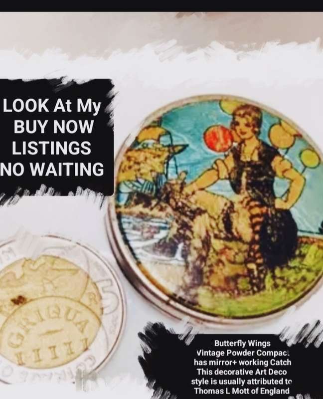 Butterfly wing compact attributed to Thomas L Mott UK look at my Buy Now listings No Waiting