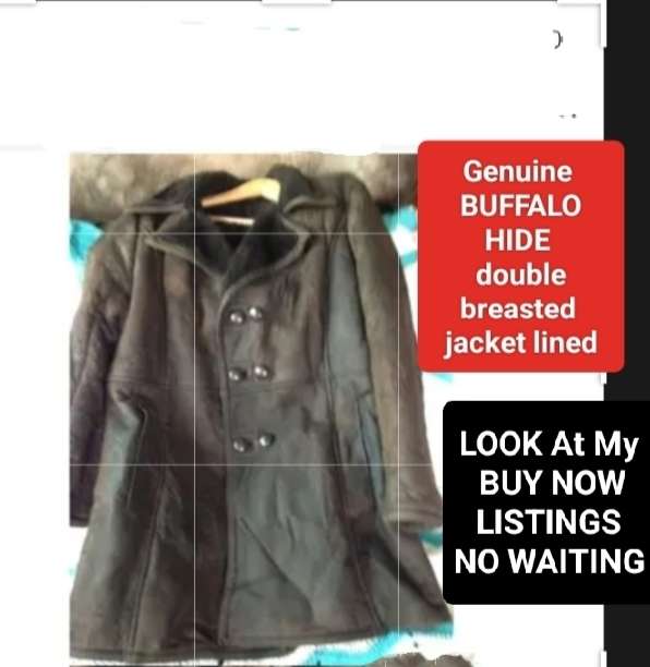 BUFFALO HIDE Genuine +fur lined  double breasted Coat* LOOK At My BUY NOW LISTINGS NO WAITING