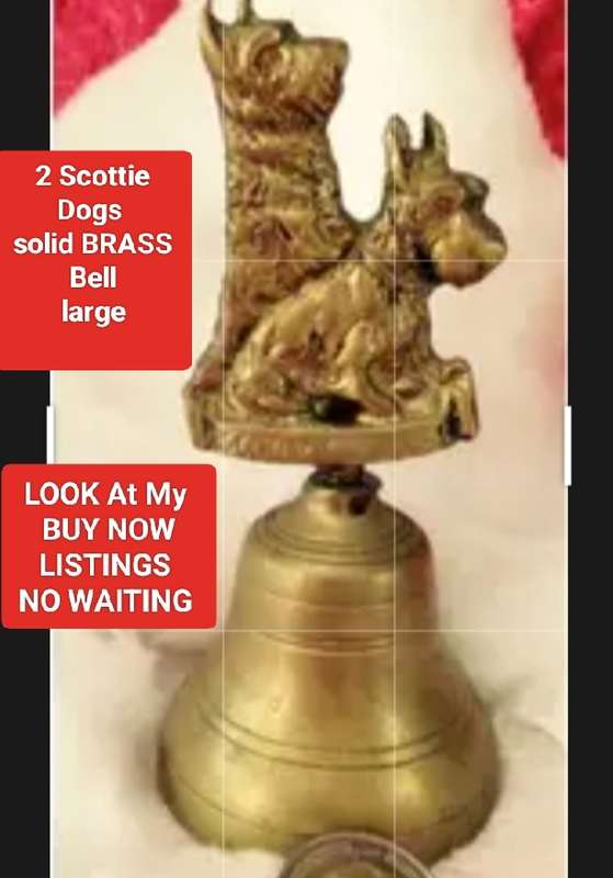 BRASS BELL  2 SCOTTIE DOGS height weight 234 grams 12 cm LOOK At All My BUY NOW LISTINGS NO WAITING