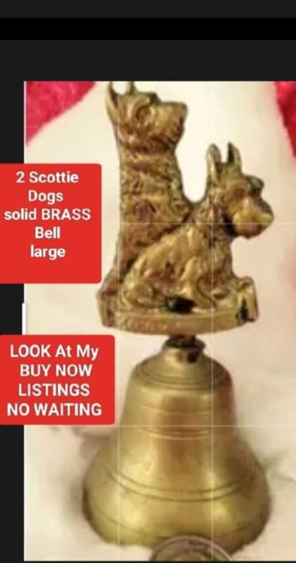 BRASS BELL  2 SCOTTIE DOGS height weight 234 grams 12 cm LOOK At All My BUY NOW LISTINGS NO WAITING