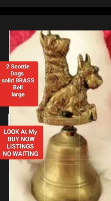BRASS BELL  2 SCOTTIE DOGS height weight 234 grams 12 cm LOOK At All My BUY NOW LISTINGS NO WAITING