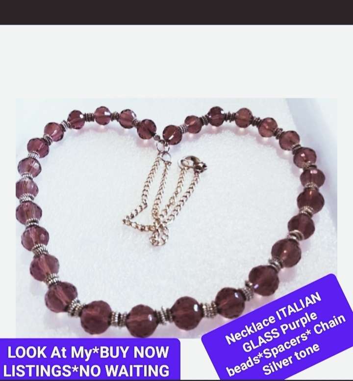 1 Italian cut glass purple bead necklace