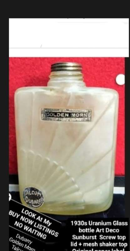 30s Dubarry art deco sunburst Uranium frost glass mesh+label