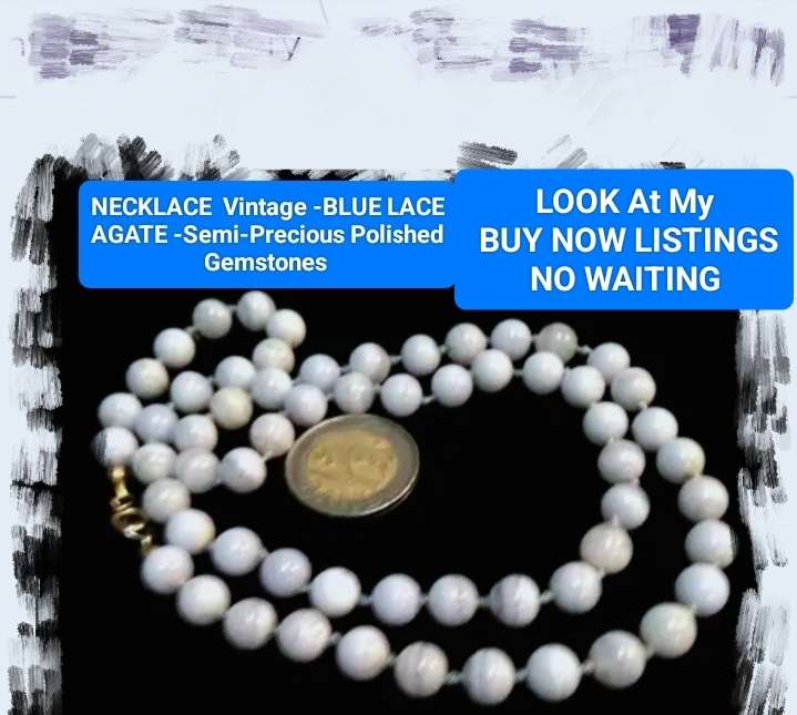 Necklace blue lace Agate gem stones Look at my Buy Now No Waiting