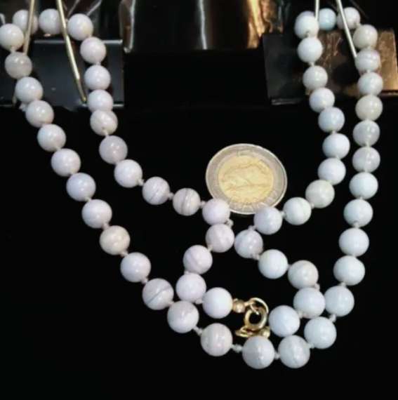 Necklace blue lace Agate gem stones Look at my Buy Now No Waiting