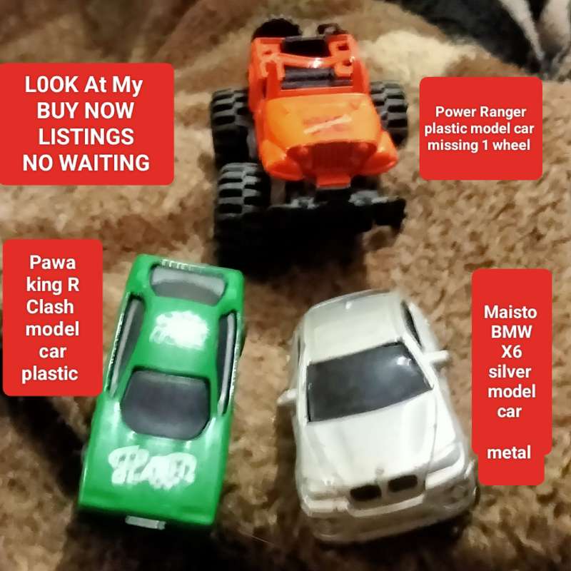 Model car 1 Maisto BMW X6 silver+1 Pawa R Clash green+Power Ranger Orange 1 wheel gone