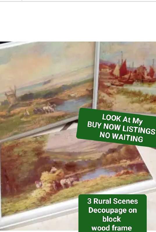 3 Block framed Decoupage pictures farming rural scenes *Gorgeous