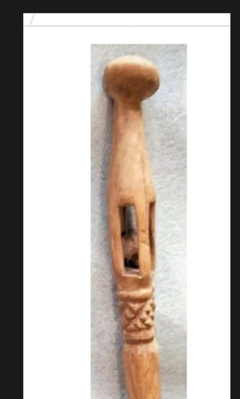 Walking Stick hand carved 4 Holes inside ball W 290g L 84 cm Look at my Buy Now listings No Waiting