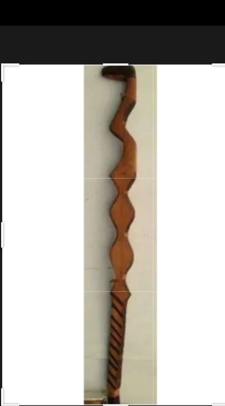 Walking Stick Snake Zig Zag bottom flat rungs hand Carved Look at my Buy Now listings No Waiting