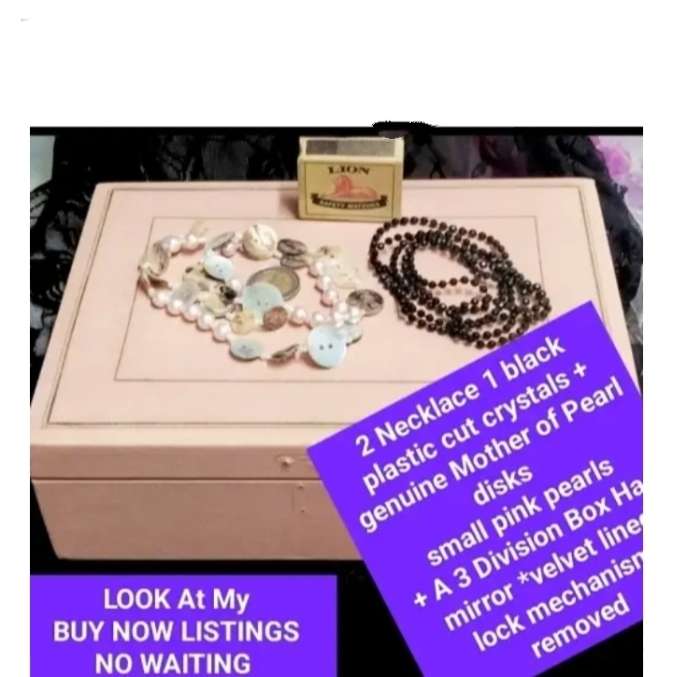 1 big Jewellery Box+2 - 1 Necklace Mother of pearl+ 1 black Crystals Jet
