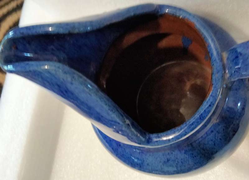Jug Art Pottery COBOLT oxide glaze terracotta High cutaway Spout French LOOK atMy BUY NOW NO WAITING