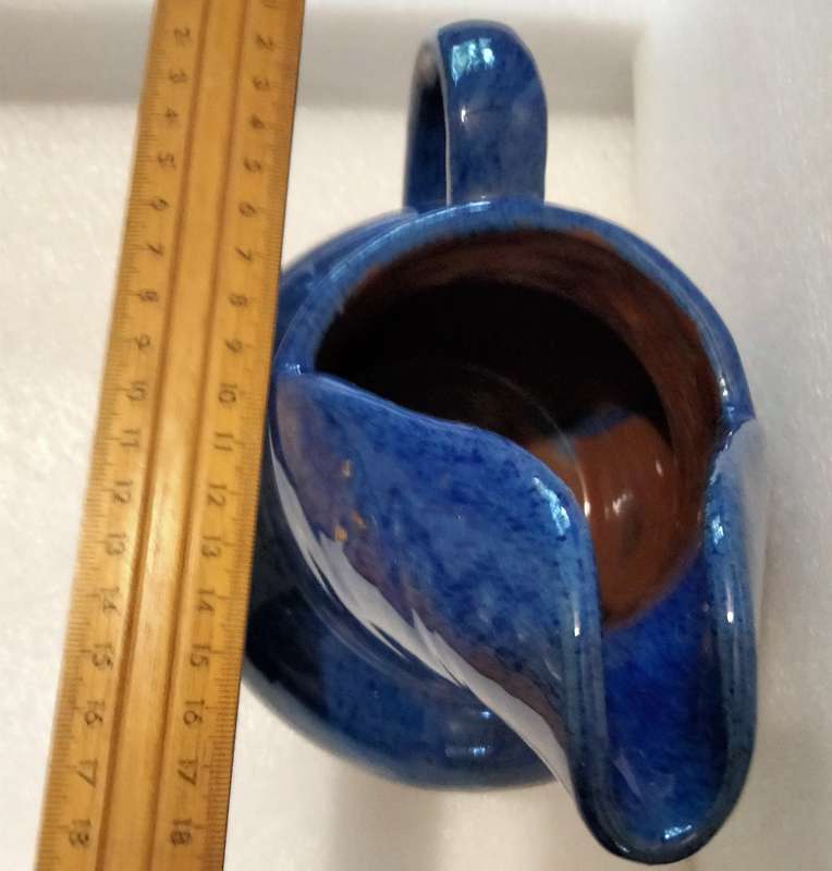 Jug Art Pottery COBOLT oxide glaze terracotta High cutaway Spout French LOOK atMy BUY NOW NO WAITING