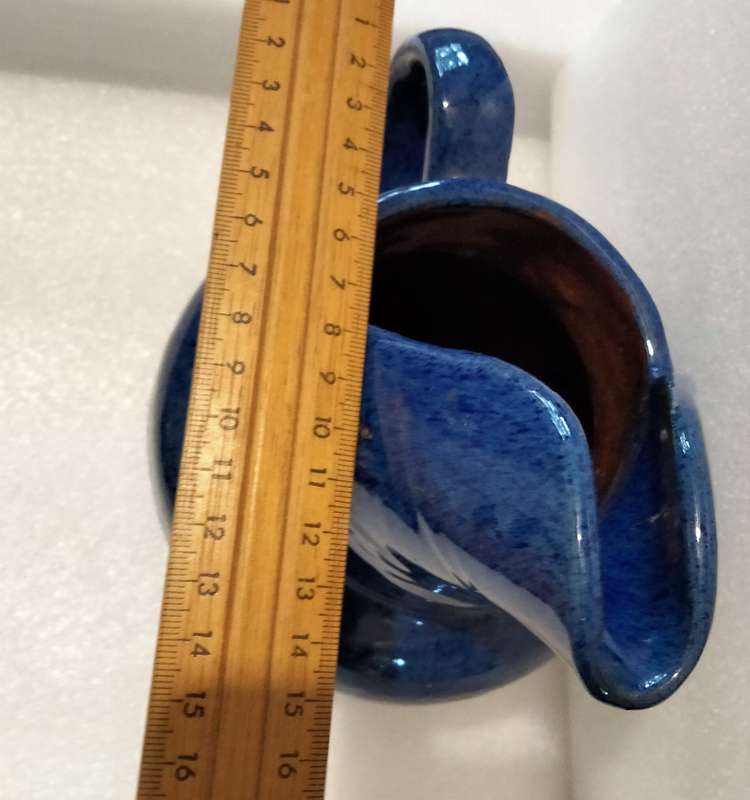 Jug Art Pottery COBOLT oxide glaze terracotta High cutaway Spout French LOOK atMy BUY NOW NO WAITING