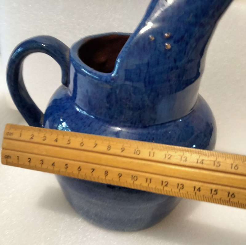 Jug Art Pottery COBOLT oxide glaze terracotta High cutaway Spout French LOOK atMy BUY NOW NO WAITING