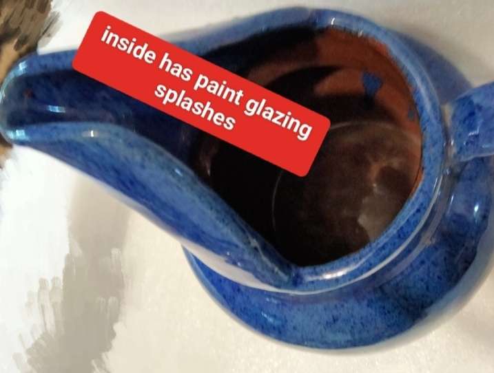 Jug Art Pottery COBOLT oxide glaze terracotta High cutaway Spout French LOOK atMy BUY NOW NO WAITING