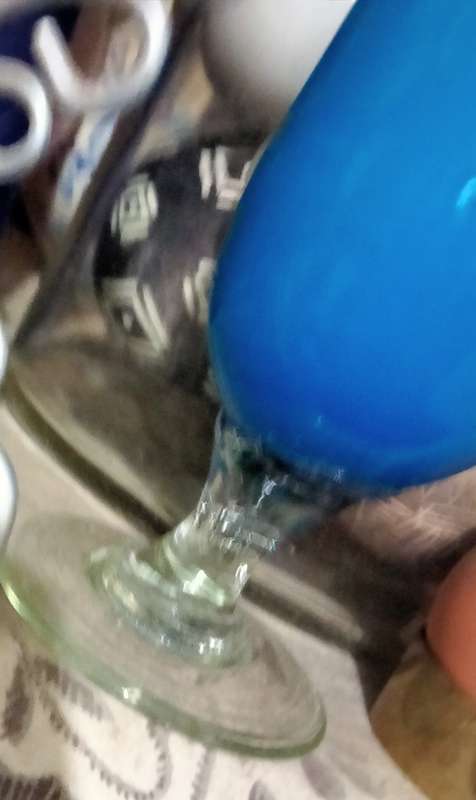 VASE Opaline cased blue graduating to deeper colour glass twist stem clear base Empoli ITALY