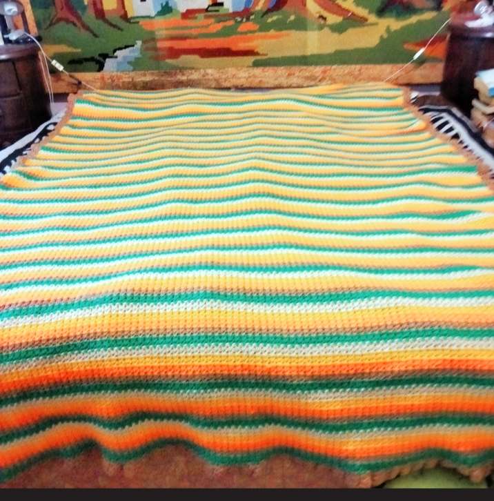 Crochet blanket wool warm bright  STUNNING hand made  Look at my Buy Now listings No Waiting
