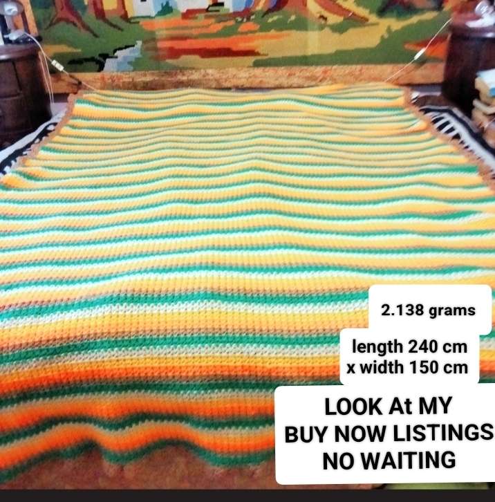Crochet blanket wool warm bright  STUNNING hand made  Look at my Buy Now listings No Waiting