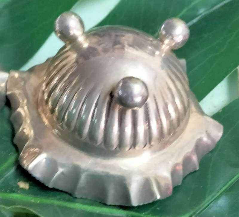 3 Silver plate open Salts - Cauldron bun feet  Scalloped Serated top - small - Inner verdigris
