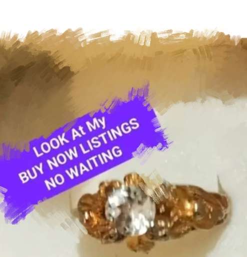 Dress RING- Faceted cut Glass gold plate LOOK at my Buy Now listings NO WAITING