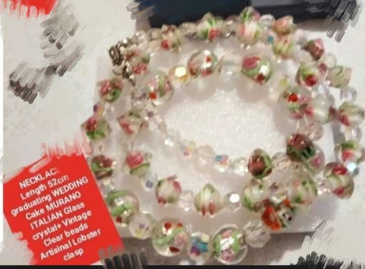 WEDDING Cake Murano lampwork glass hand made NECKLACE