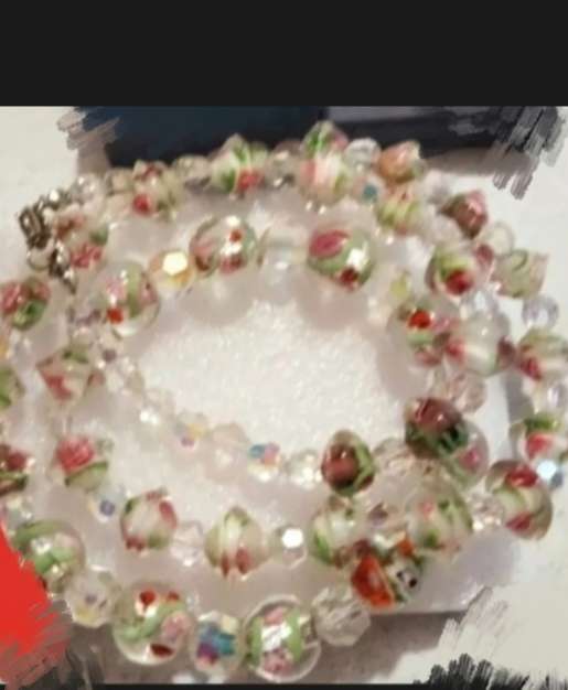 WEDDING Cake Murano lampwork glass hand made NECKLACE