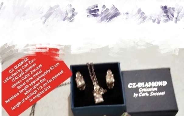 CZ Collection Carl Zucconi Necklace+Earrings Original box-BUY NOW-NO WAITING