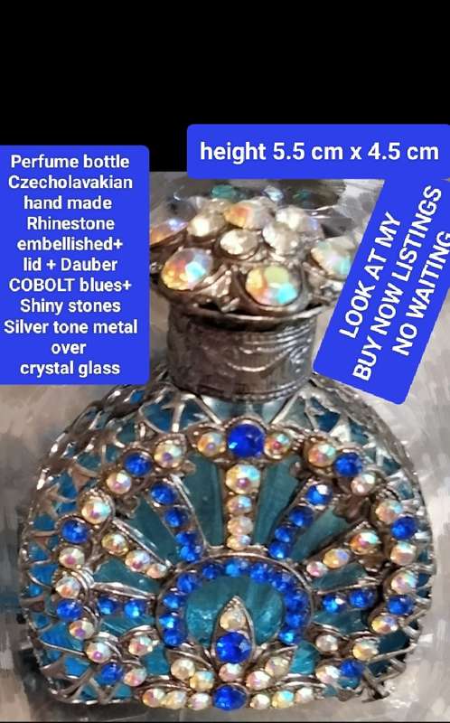 Bohemian Perfume Bottle Rhinestone Crystal Mesh Hand Crafted Czechoslovakia