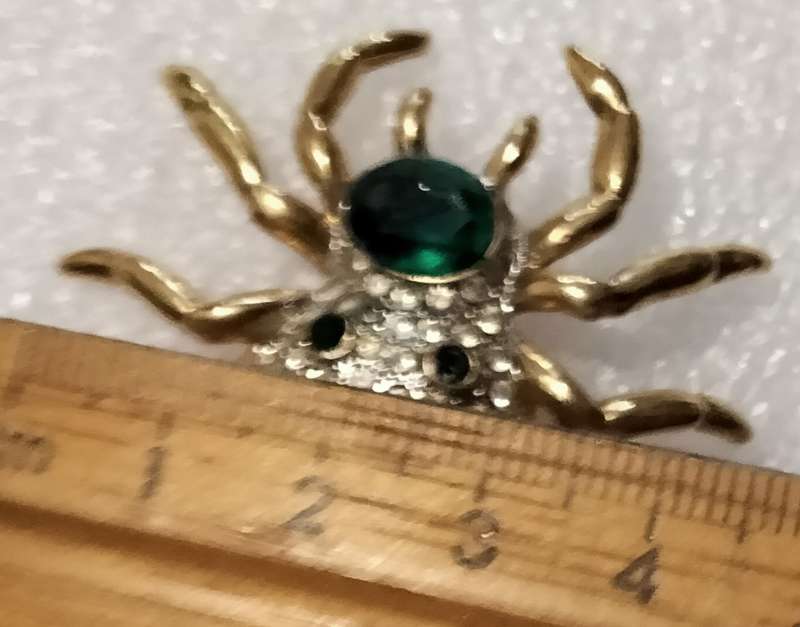 Brooch -Spider cut faceted Glass head body crystals gold tone LOOK At My BUY NOW Listings NO WAITING