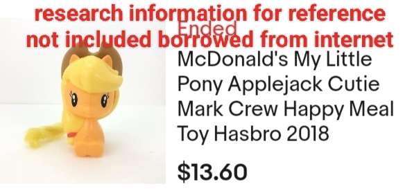 McDonald's 2018 Hasbro yellow My little Pony Applejack Cuttie Mark Crew happy meal