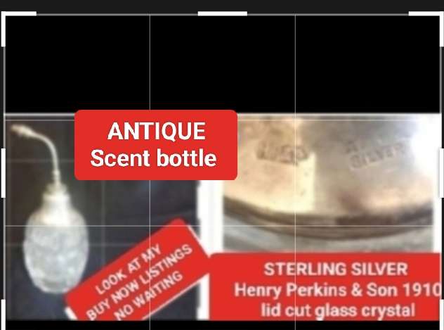 Circa1910 Antique Scent Bottle STERLING SILVER Henry Perkins+Son-CrystalLOOK atMyBUY NOW-NO WAITING
