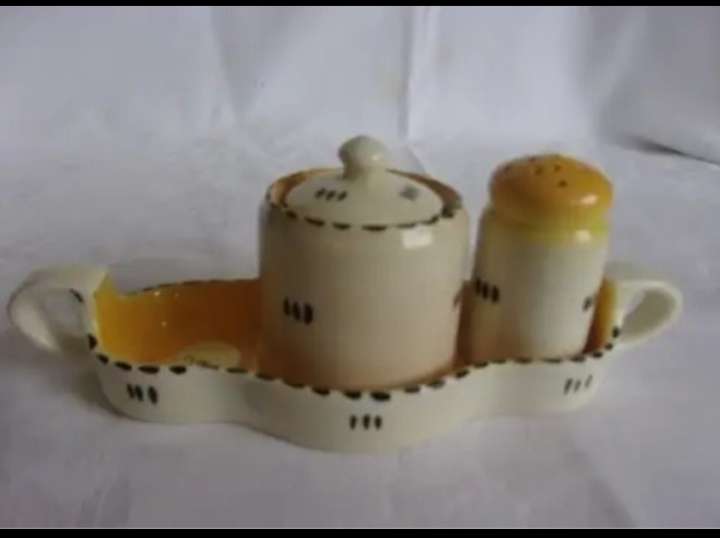 5 items SALTS -part Set Vintage 3 BURLEIGH WARE  + 1 dwarf + 1 Snow White
