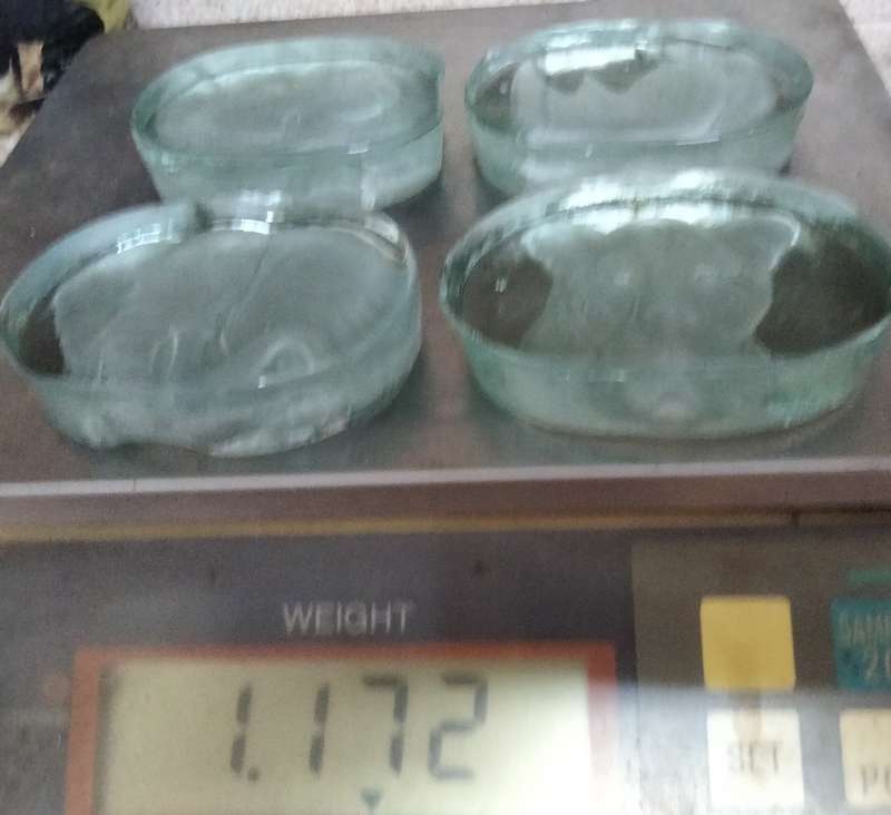 Set 4 Paperweight - heavy Glass Cast Sandblasted Projected in 3D to front