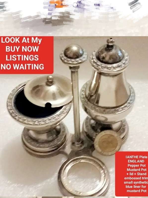 Salts IANTHE England -PEPPER Pot -Mustard Pot Lid + liner Look at my Buy Now listings No Waiting