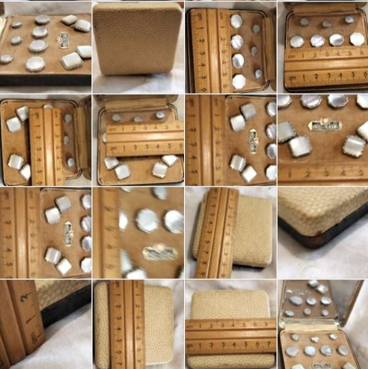 Boxed 1950s NU-LOK TUXEDO SET MOP 2 CUFF LINKS 4 TUXEDO BUTTONS 3 STUDS