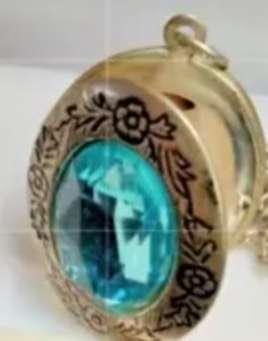 Locket double side catch OK  blue Topaz glass Chain Necklace Look at my Buy Now listings No Waiting