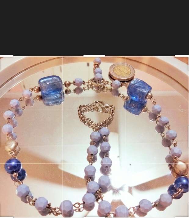 NECKLACE Italian glass foil lampwork 2 Big Blue+Synthetic+earrings LOOK at my BUY NOW - NO WAITING