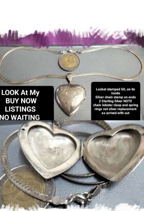 VTGLocket+Choker Chain925 Italy+HEART Sterling Silver 925 double sided LOOK atMy BUY NOW-NO WAITING
