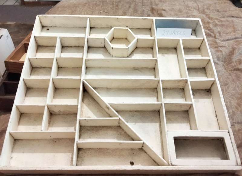 Printers Tray - Wood 27 Spaces white Unusual style