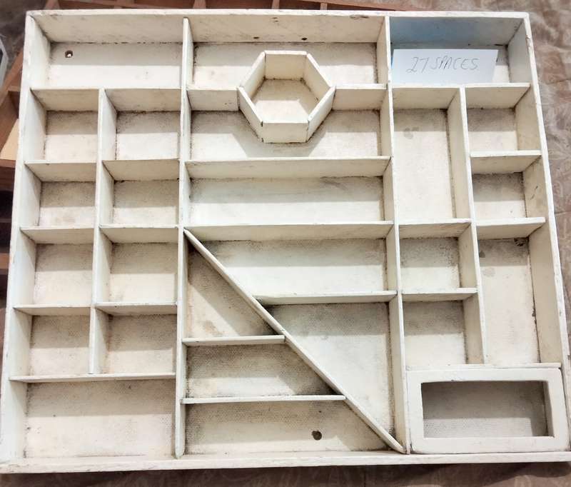 Printers Tray - Wood 27 Spaces white Unusual style
