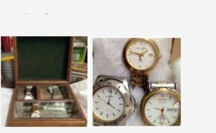 Lovely Old wood box + 3 Watches For SPARES Showing ware
