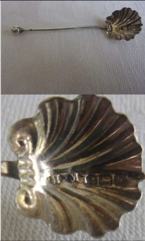 Antique Sterling Silver Bread fork+Spoon40 gr.-Open salt Sterling Silver Collar W. 34 gr. for 1 bid