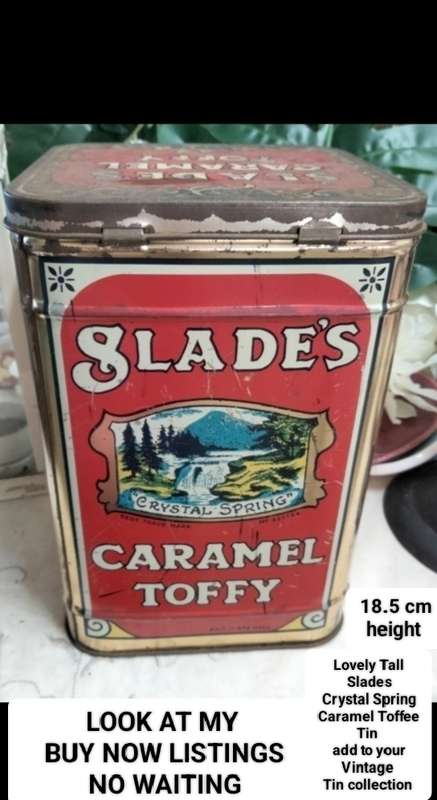 Vintage TIN SLADE Caramel Toffy tin LOOK At All My BUY NOW LISTINGS NO WAITING
