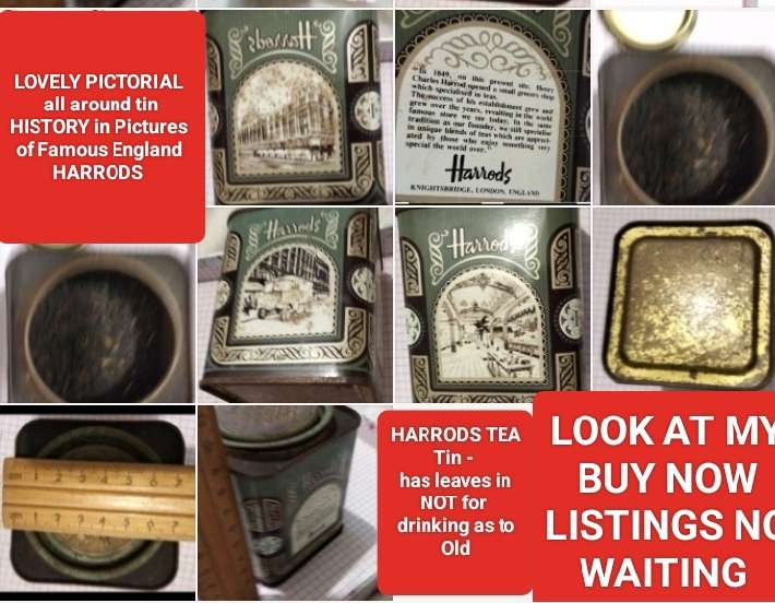 TINS TEA 1 HARRODS No 14 content DO NOT DRINK + 1 other LOOK at My BUY NOW listings NO WAITING