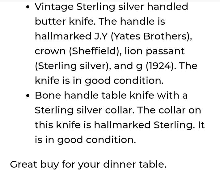 6 Vintage Sterling Silver table items for one bid