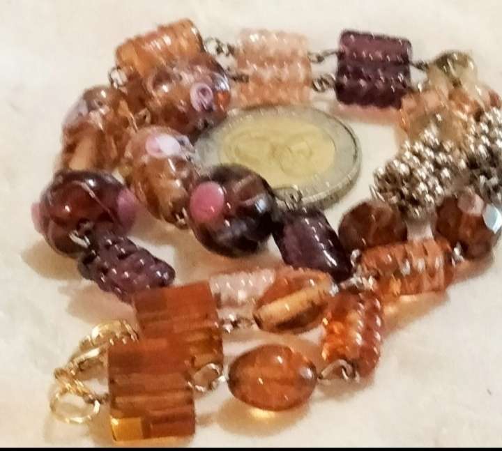 NECKLACE 3 different Munano -1 WEDDING Cake -1 lampwork glass-1 Art glass VTG -artistic beads mix
